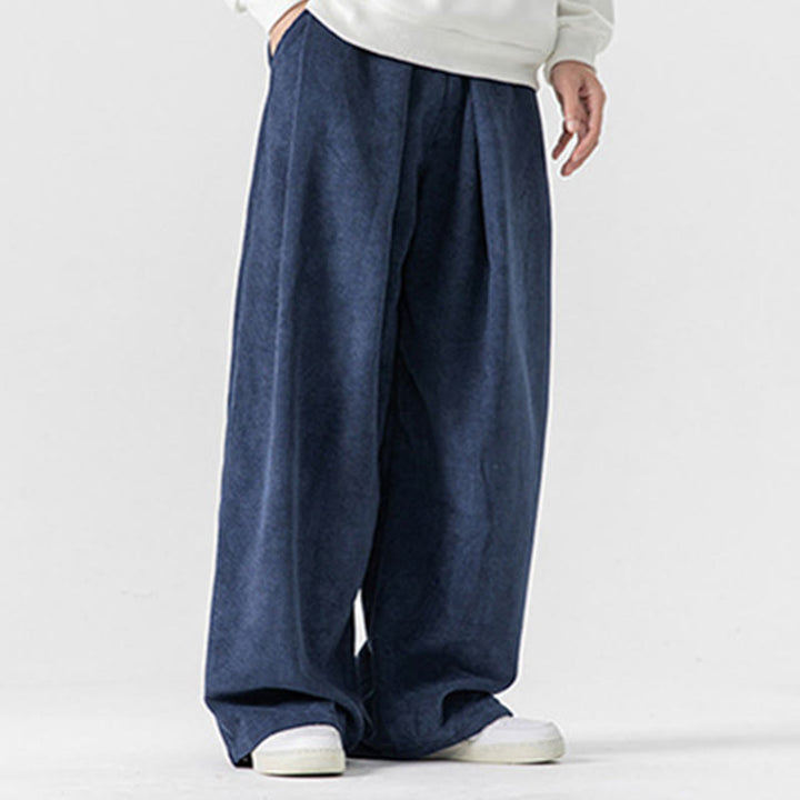 Buddha Stones Solid Color Cotton Corduroy Men's Wide Leg Pants With Pockets - image 31
