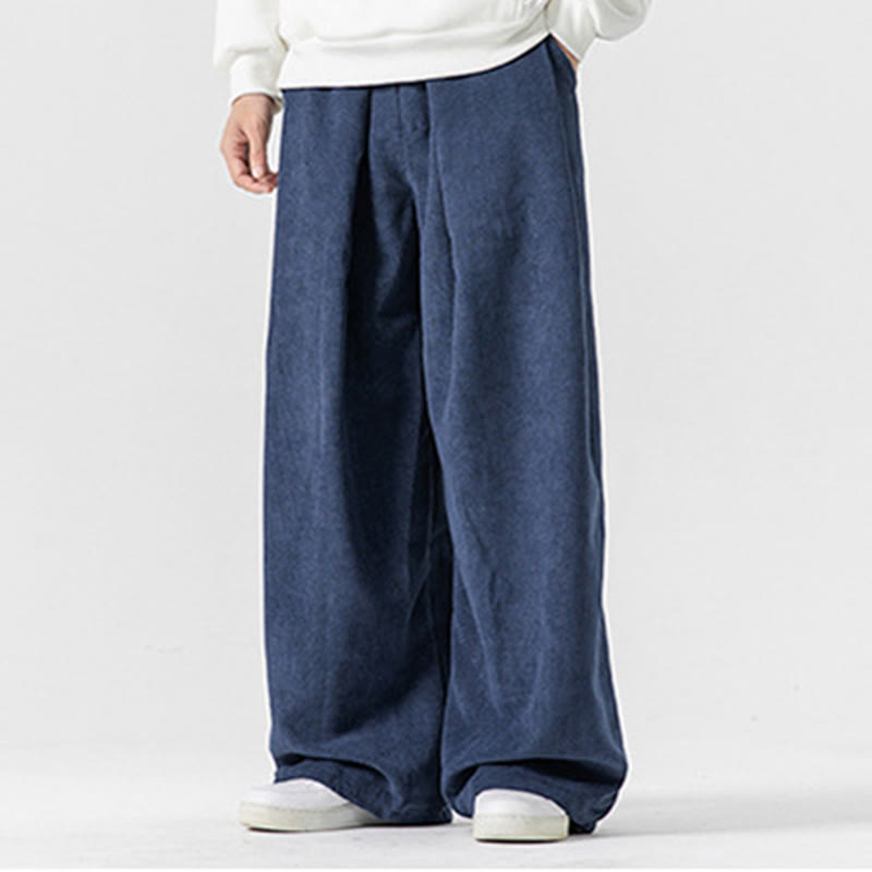 Buddha Stones Solid Color Cotton Corduroy Men's Wide Leg Pants With Pockets - image 32