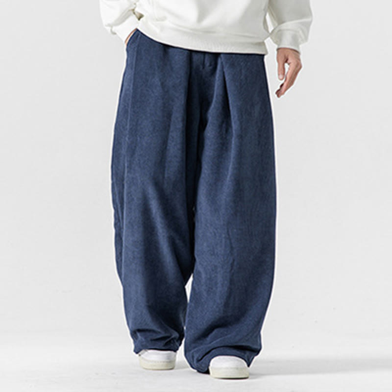 Buddha Stones Solid Color Cotton Corduroy Men's Wide Leg Pants With Pockets - image 33