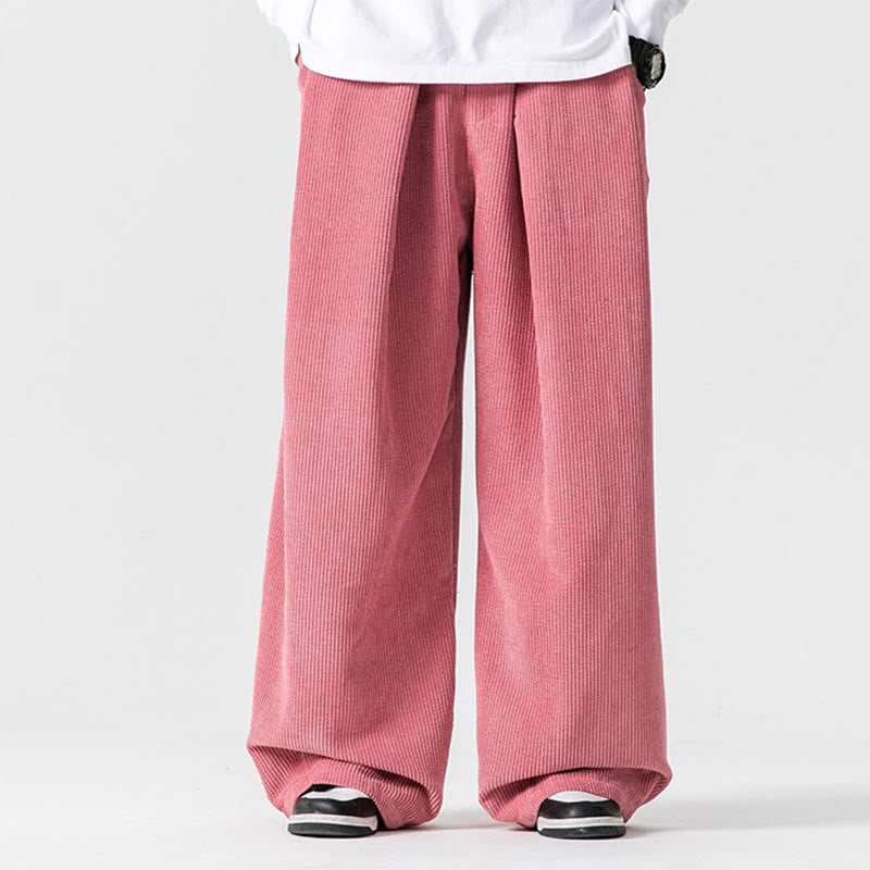 Buddha Stones Solid Color Cotton Corduroy Men's Wide Leg Pants With Pockets - Pink - US/UK/AU46，EU56 (5XL) - image 37