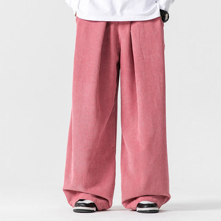 Buddha Stones Solid Color Cotton Corduroy Men's Wide Leg Pants With Pockets - Pink - US/UK/AU46，EU56 (5XL) - image 37