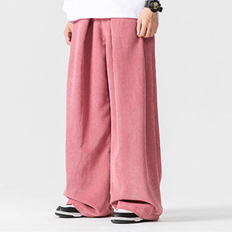 Buddha Stones Solid Color Cotton Corduroy Men's Wide Leg Pants With Pockets - image 39
