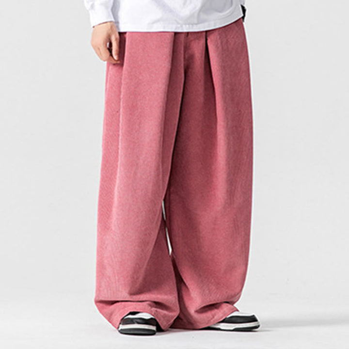 Buddha Stones Solid Color Cotton Corduroy Men's Wide Leg Pants With Pockets - image 42