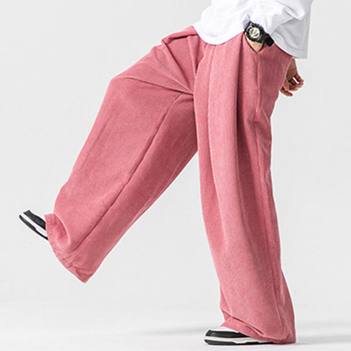 Buddha Stones Solid Color Cotton Corduroy Men's Wide Leg Pants With Pockets - image 45