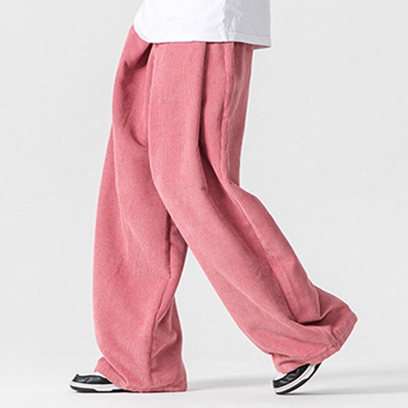 Buddha Stones Solid Color Cotton Corduroy Men's Wide Leg Pants With Pockets - image 40