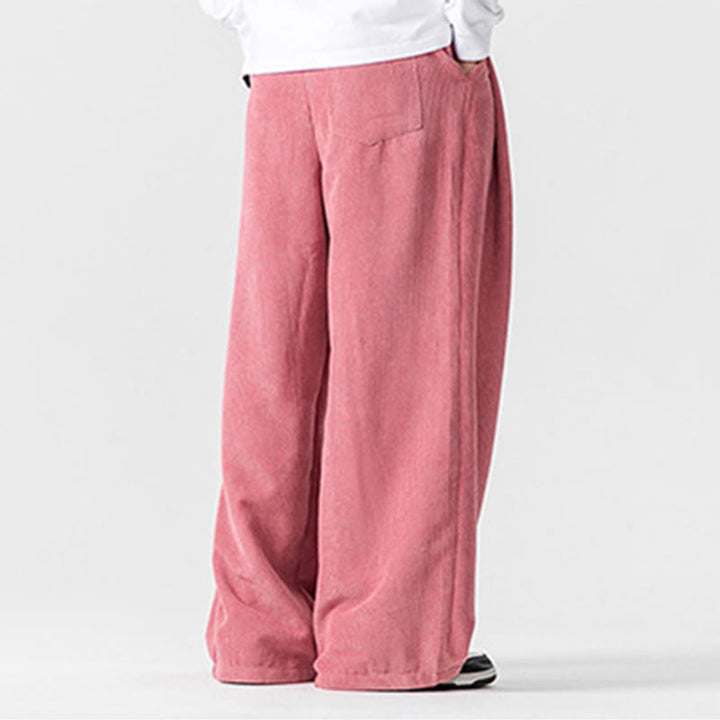 Buddha Stones Solid Color Cotton Corduroy Men's Wide Leg Pants With Pockets - image 41