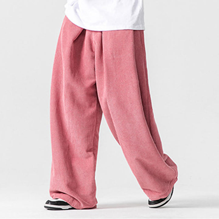 Buddha Stones Solid Color Cotton Corduroy Men's Wide Leg Pants With Pockets - image 43