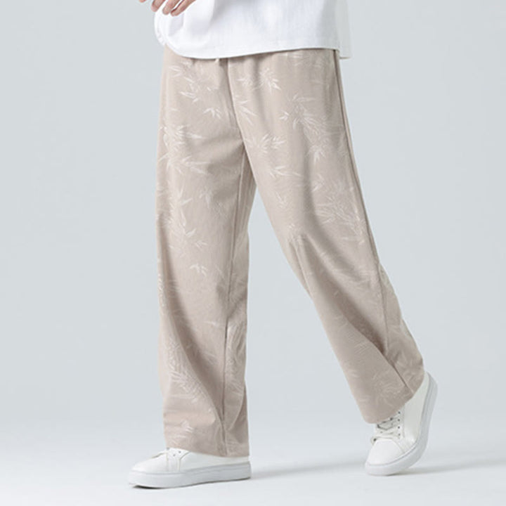Buddha Stones Bamboo Pattern Corduroy Men's Wide Leg Pants With Pockets - image 3