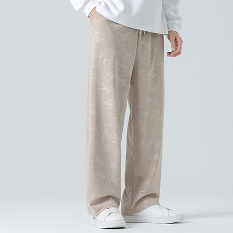 Buddha Stones Bamboo Pattern Corduroy Men's Wide Leg Pants With Pockets - image 6