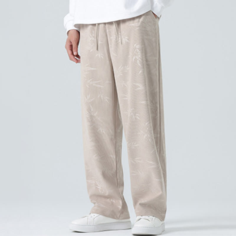 Buddha Stones Bamboo Pattern Corduroy Men's Wide Leg Pants With Pockets - image 7