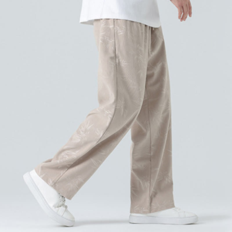 Buddha Stones Bamboo Pattern Corduroy Men's Wide Leg Pants With Pockets - image 5