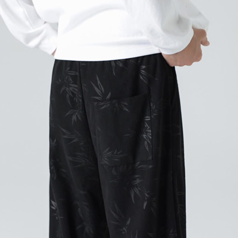 Buddha Stones Bamboo Pattern Corduroy Men's Wide Leg Pants With Pockets - image 17