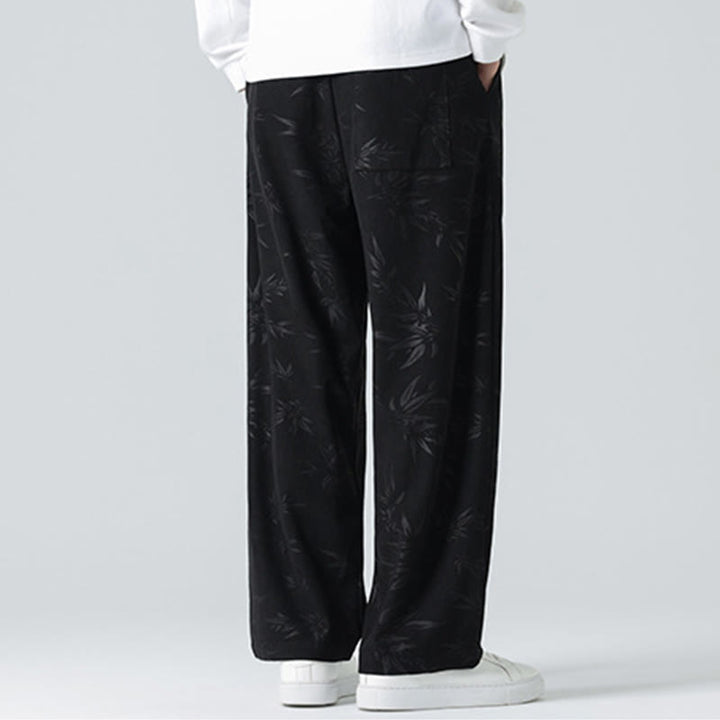 Buddha Stones Bamboo Pattern Corduroy Men's Wide Leg Pants With Pockets - image 12