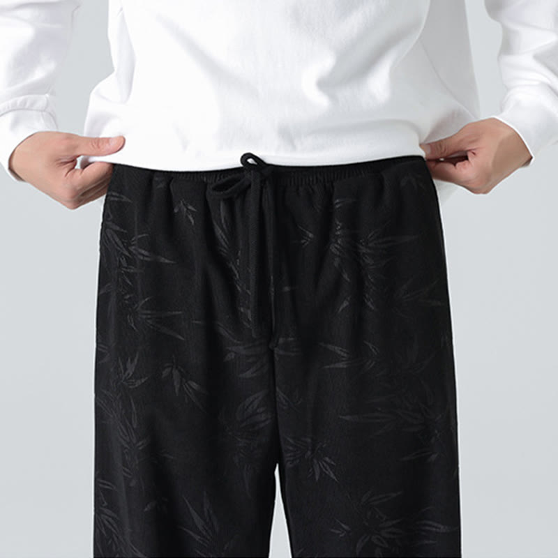 Buddha Stones Bamboo Pattern Corduroy Men's Wide Leg Pants With Pockets - image 16