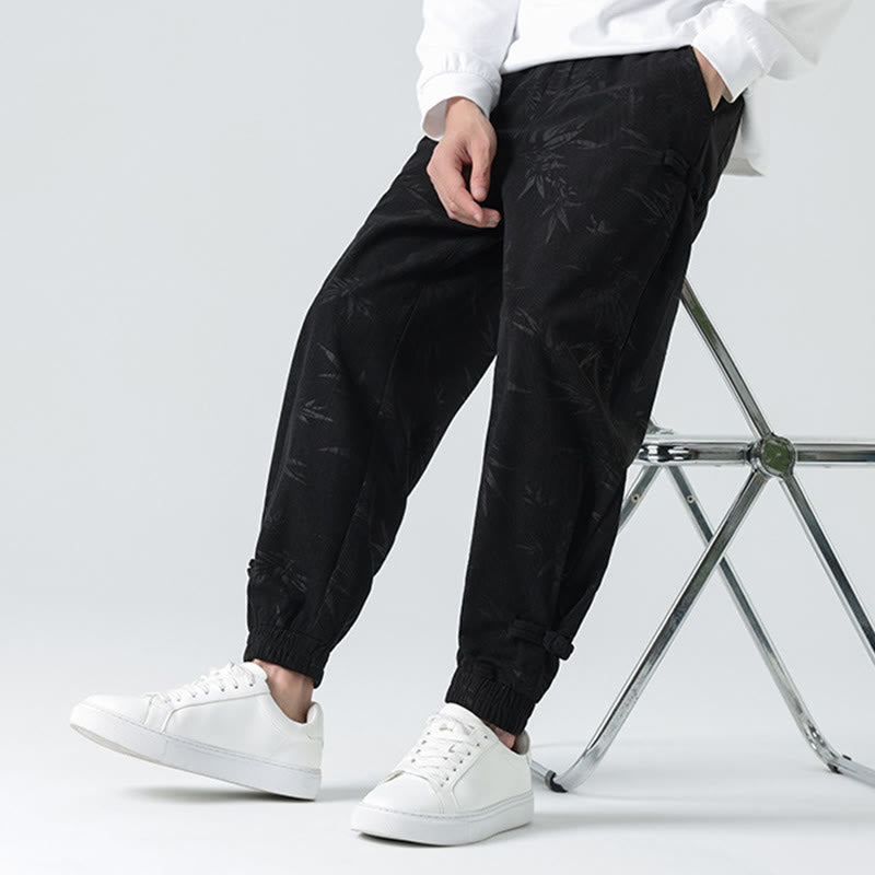 Buddha Stones Fall Winter Bamboo Men's Frog-Button Corduroy Pants With Pockets - Black - US/UK/AU46，EU56 (5XL) - image 8