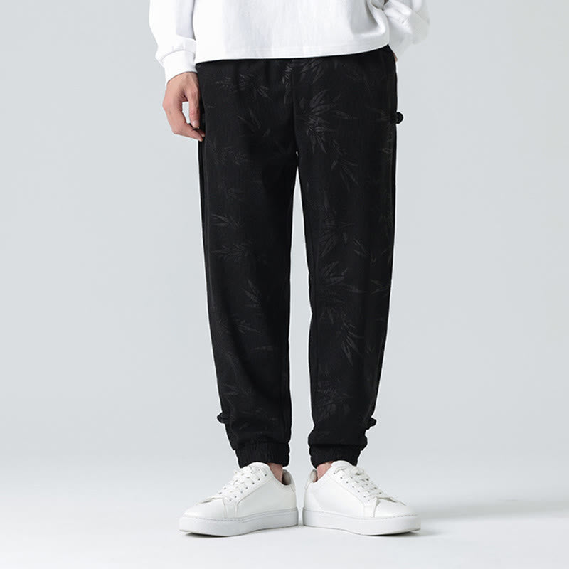 Buddha Stones Fall Winter Bamboo Men's Frog-Button Corduroy Pants With Pockets - image 9