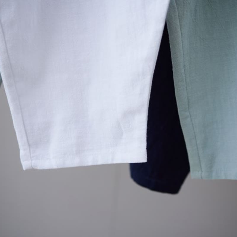 Buddha Stones Solid Color Cotton Ramie Linen Men's Elastic Waist Harem Pants With Pockets - image 32