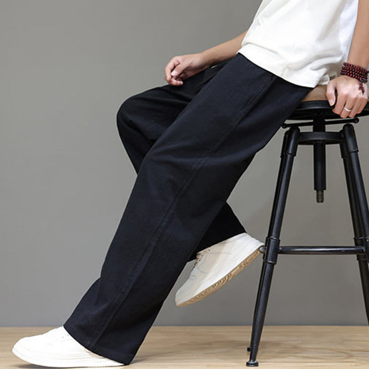 Buddha Stones Summer Men's Cotton Linen Straight Leg Pants With Pockets - image 37