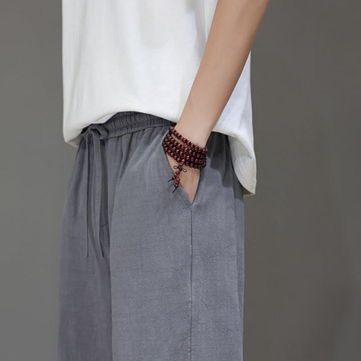 Buddha Stones Summer Men's Cotton Linen Straight Leg Pants With Pockets - image 28