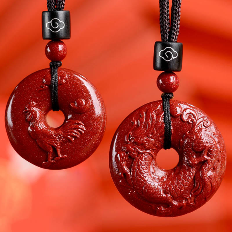 Buddha Stones Chinese Zodiac Cinnabar Peace Buckle Calm Necklace Pendant - image 38