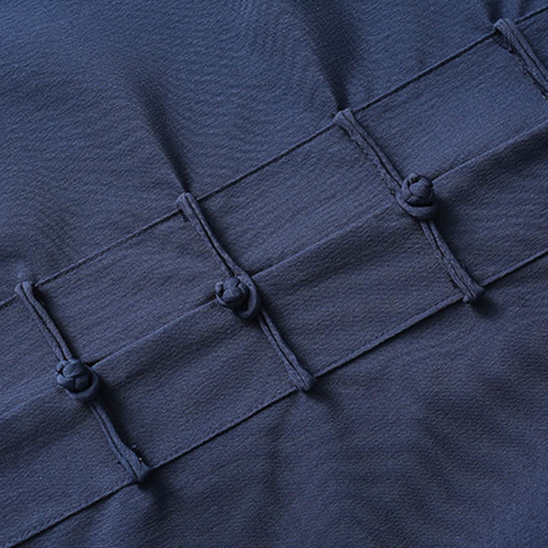 Buddha Stones 2Pcs Tang Suit Traditional Frog-Button Men's Long Sleeve Shirt Pants Clothing Set - image 3