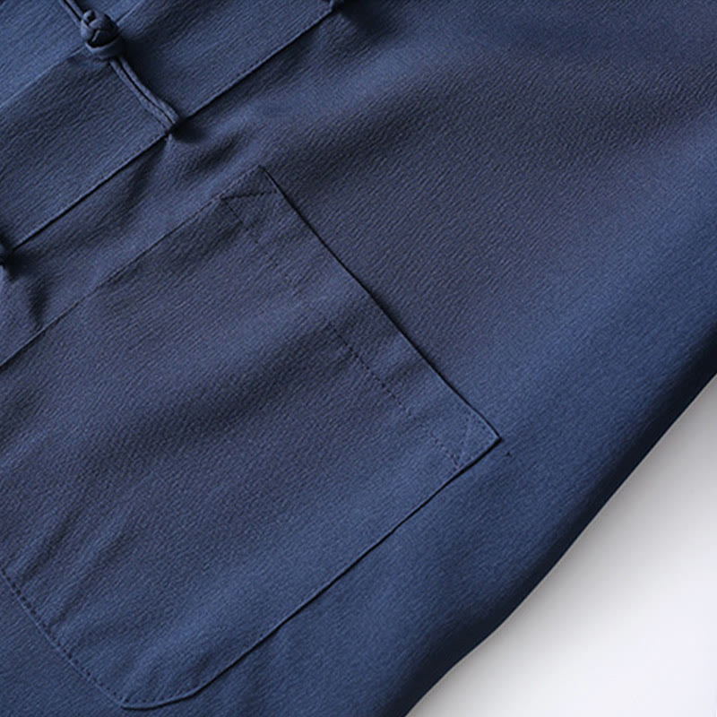 Buddha Stones 2Pcs Tang Suit Traditional Frog-Button Men's Long Sleeve Shirt Pants Clothing Set - image 5