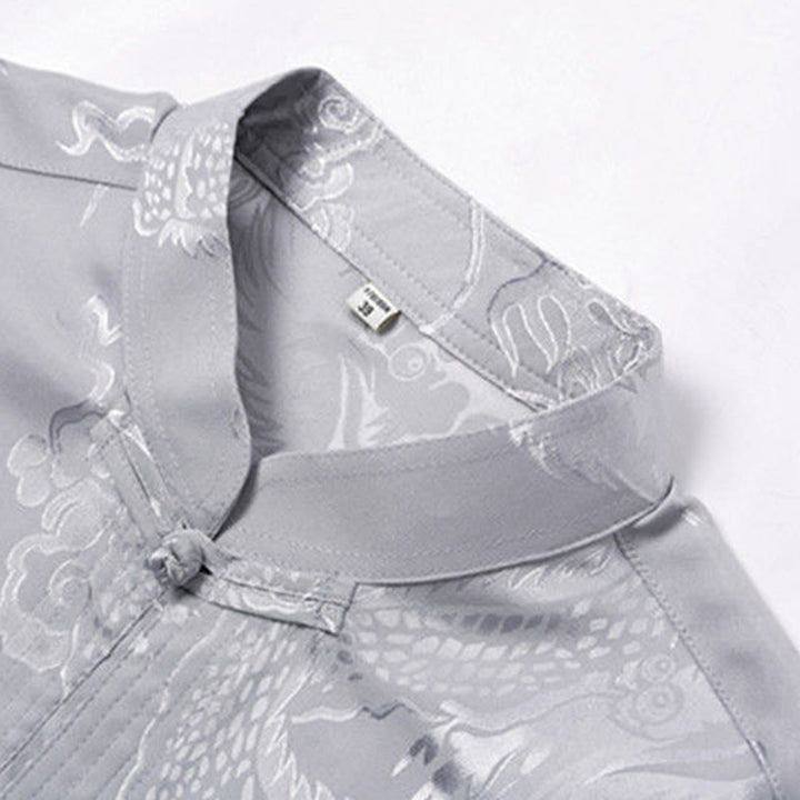 Buddha Stones 2Pcs Tang Suit Dragon Frog-Button Men's Long Sleeve Shirt Pants Clothing Set - image 8