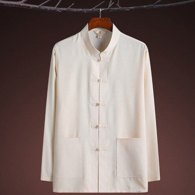 Buddha Stones 2Pcs Tang Suit Plain Color Frog-Button Men's Long Sleeve Shirt Pants Set - image 17