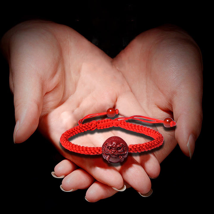 Buddha Stones Chinese Zodiac Red String Cinnabar Blessing Bracelet