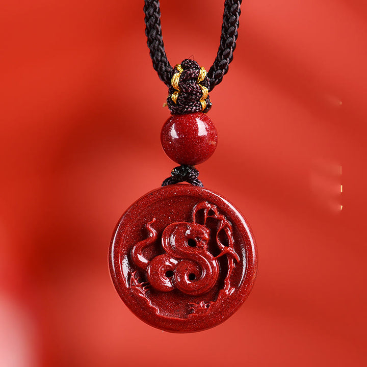 Buddha Stones Chinese Zodiac Cinnabar Calm Phone Hanging Decoration Key Chain Necklace Pendant