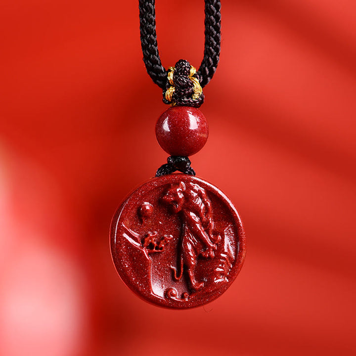 Buddha Stones Chinese Zodiac Cinnabar Calm Phone Hanging Decoration Key Chain Necklace Pendant