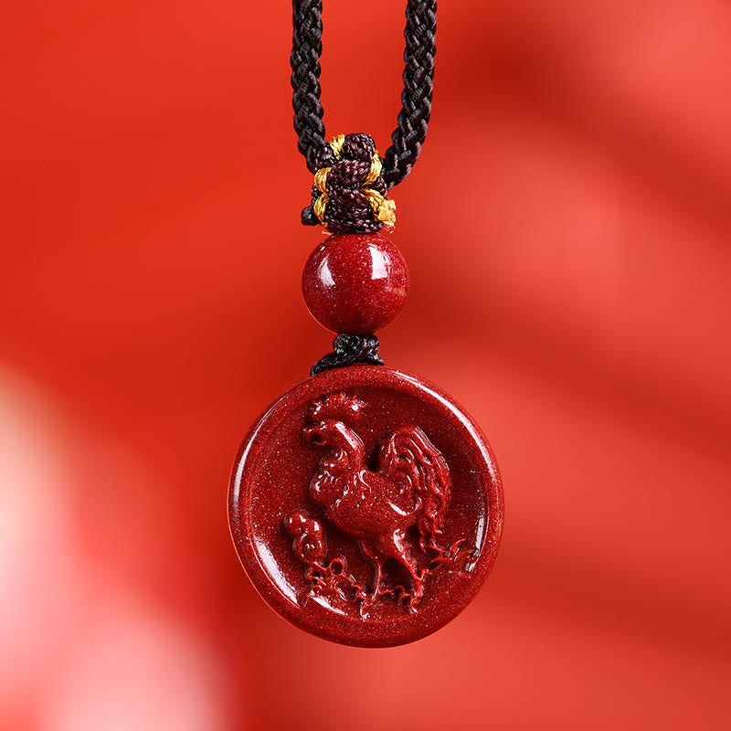 Buddha Stones Chinese Zodiac Cinnabar Calm Phone Hanging Decoration Key Chain Necklace Pendant