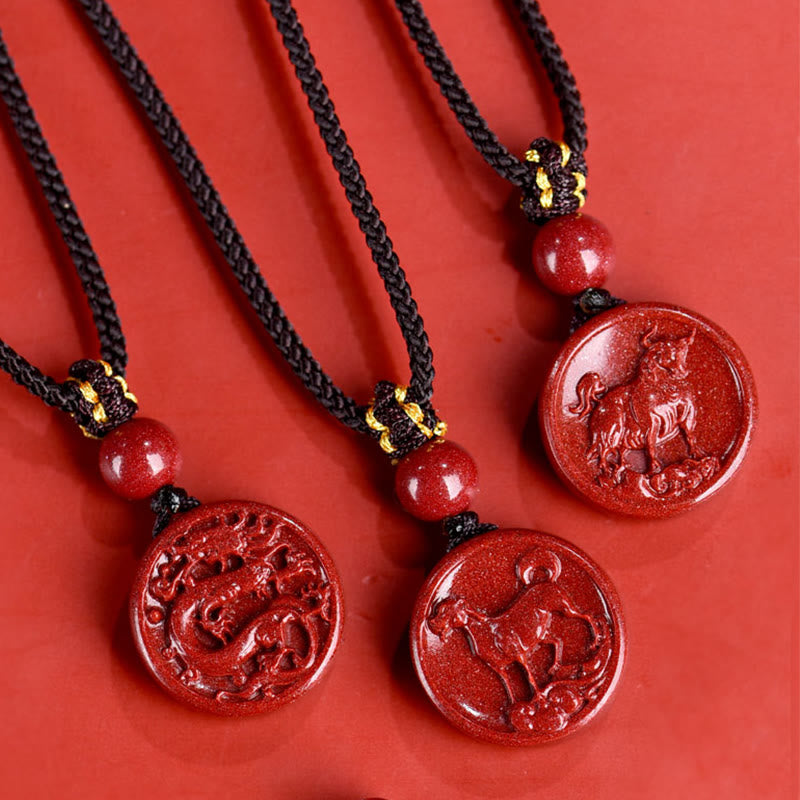 Buddha Stones Chinese Zodiac Cinnabar Calm Phone Hanging Decoration Key Chain Necklace Pendant