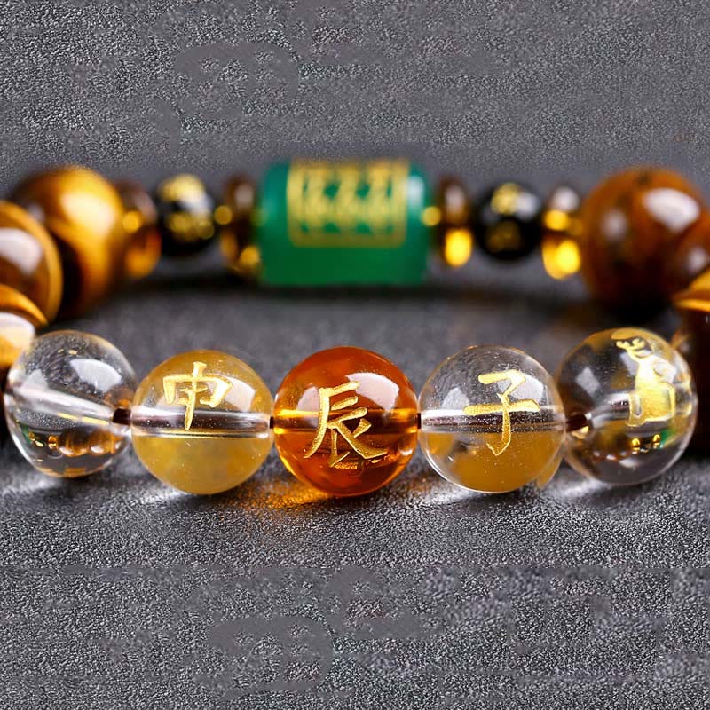 Buddha Stones Chinese Zodiac Tiger Eye Courage Bracelet