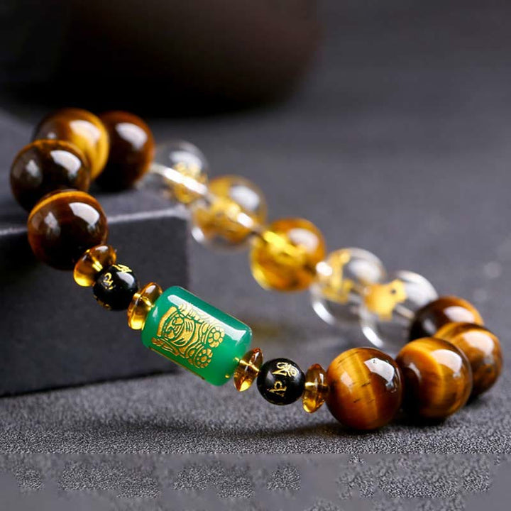 Buddha Stones Chinese Zodiac Tiger Eye Courage Bracelet