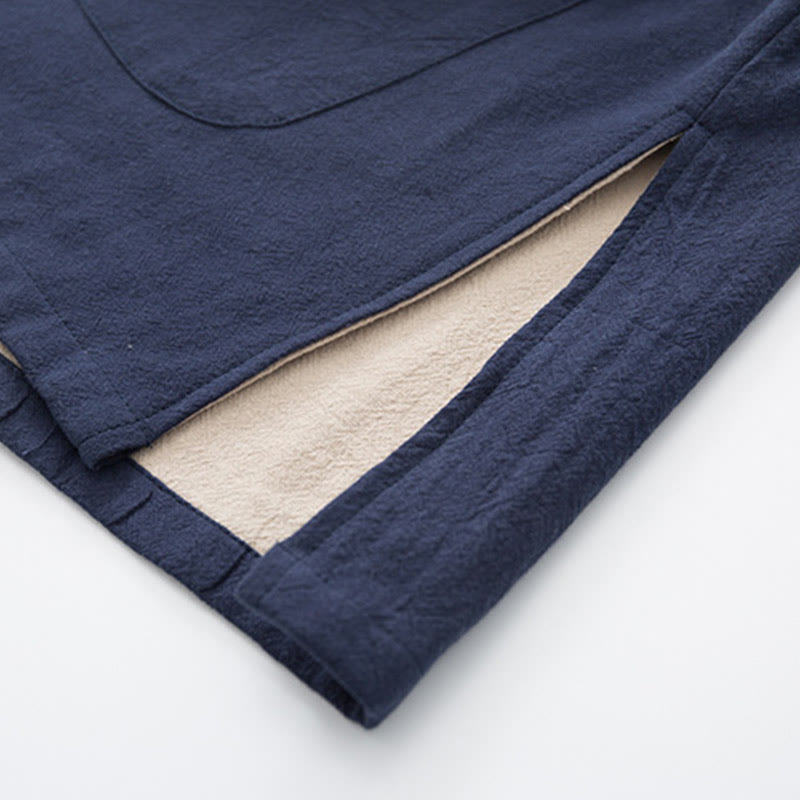 Buddha Stones 2Pcs Zen Tang Suit Men's Linen Frog-Button Long Sleeve Shirt Pants Set - image 31