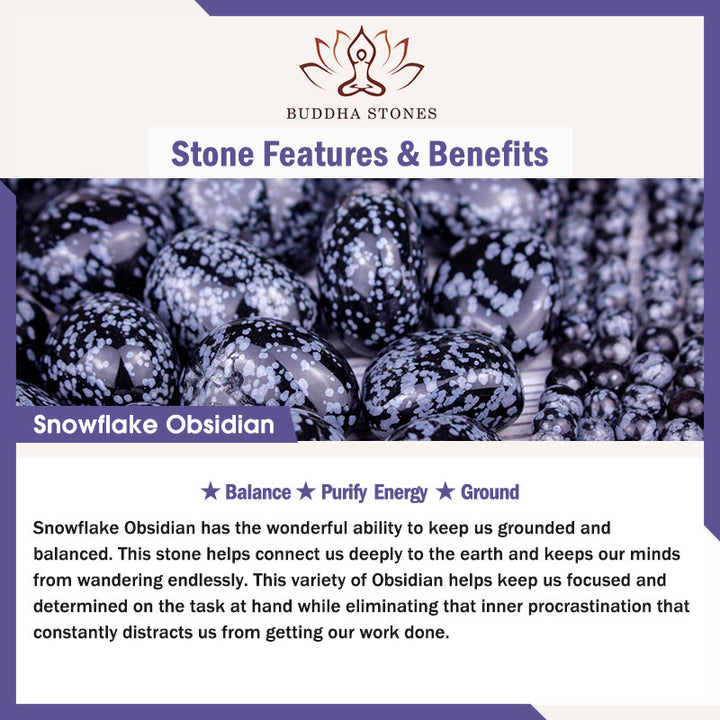 Buddha Stones Natural Silver Sheen Obsidian White Turquoise Grey Jasper Snowflake Obsidian Year Of The Snake Protection Bracelet - image 16