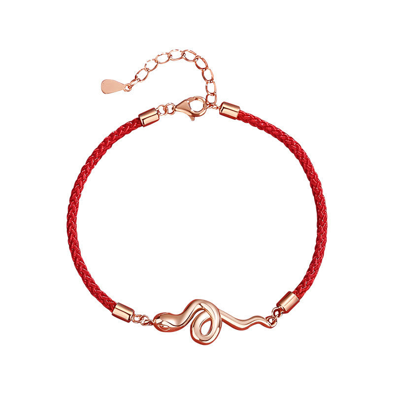 Buddha Stones 925 Sterling Silver Year Of Snake Red String Protection Braided Bracelet