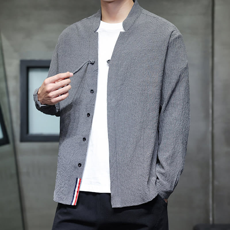 Buddha Stones Fall Solid Color Men's Button Long Sleeve Shirt Clothing - image 2