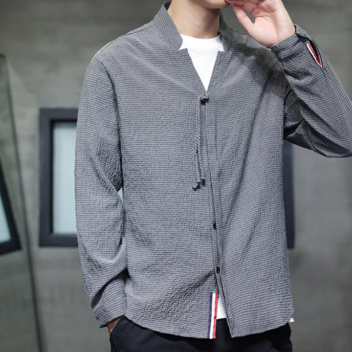 Buddha Stones Fall Solid Color Men's Button Long Sleeve Shirt Clothing - image 7