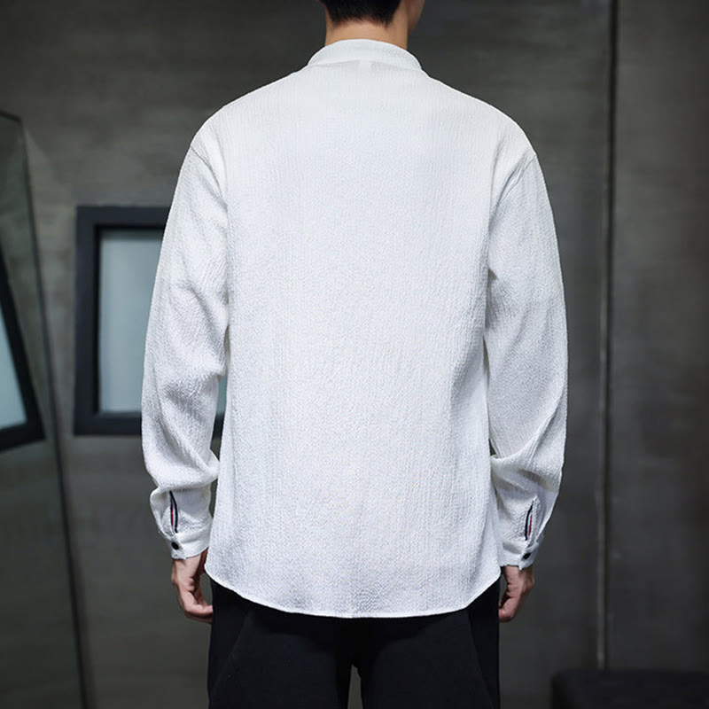 Buddha Stones Fall Solid Color Men's Button Long Sleeve Shirt Clothing - image 13