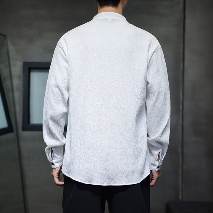 Buddha Stones Fall Solid Color Men's Button Long Sleeve Shirt Clothing - image 13