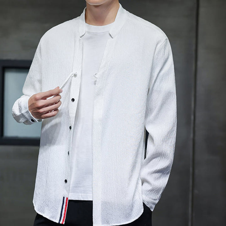 Buddha Stones Fall Solid Color Men's Button Long Sleeve Shirt Clothing - image 12