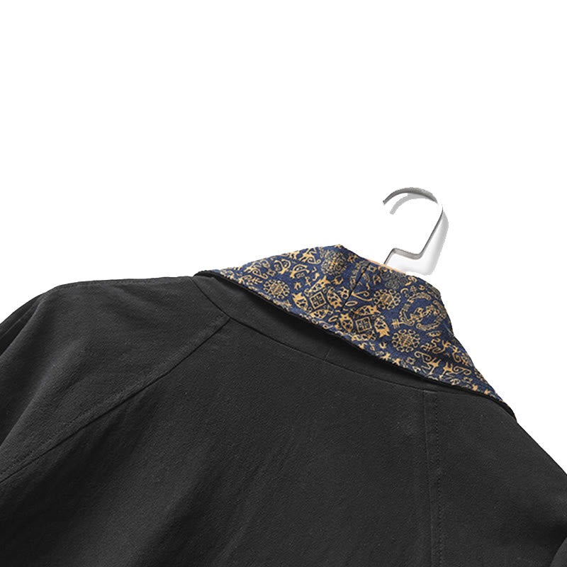 Buddha Stones Fall Men's Cotton Mid-length Coat Double-sided Jacket - image 11