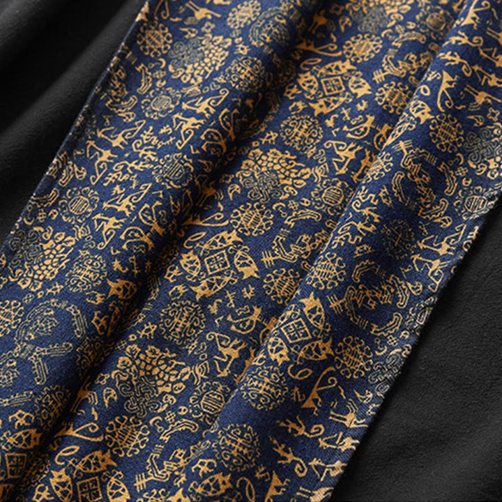 Buddha Stones Fall Men's Cotton Mid-length Coat Double-sided Jacket - image 13