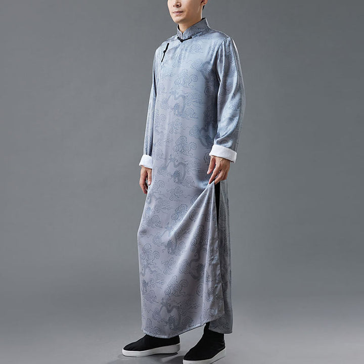 Buddha Stones Vintage Chinese Frog-Button Tang Suit Men's Dragon Cotton Robe - image 8