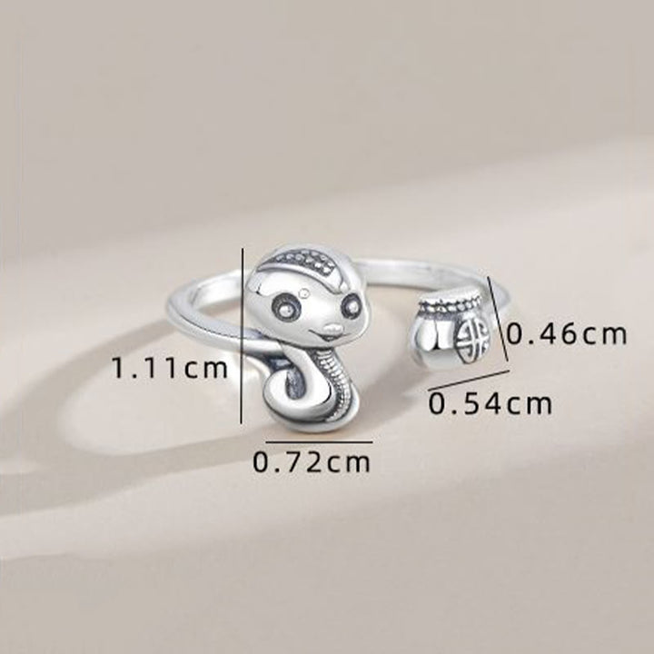 Buddha Stones 925 Sterling Silver Year Of The Snake Calm Adjustable Ring