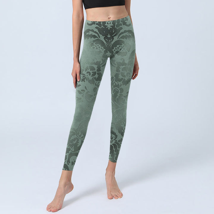 Buddha Stones Casual Flower Leaves Print Gym Fitness Leggings Women's Yoga Pants - image 5