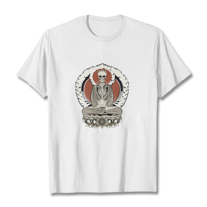 Buddha Stones Skeleton Pattern Tee T-shirt - White - 2XL - image 5