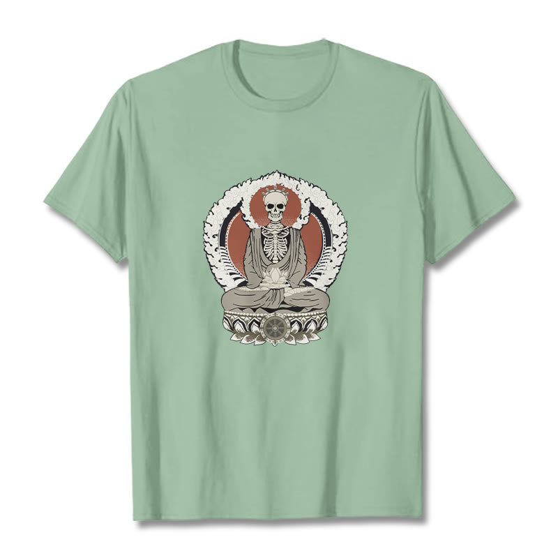Buddha Stones Skeleton Pattern Tee T-shirt - PaleGreen - 2XL - image 14